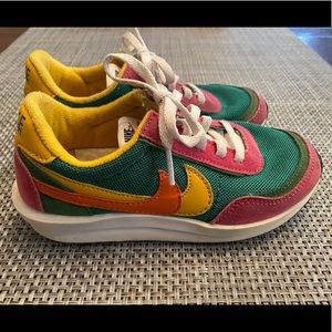 Nike sacai size 13c in pine,pink,orange,and yellow